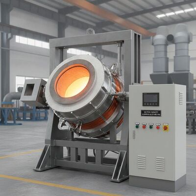 acheter 500 kW Puissance nominale 0,8 tonnes Capacité four de fusion à induction à fréquence moyenne avec système hydraulique d'inclinaison fabrication en ligne